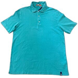 $175 Drumohr NWT Men's L Frosted Cotton Jersey Polo Shirt Aqua Preppy Designer
